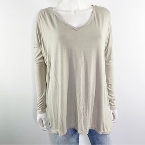 Regenbogen Long Sleeve T-Shirt Top Size S Loose Fit V-Neck Casual Boho Normcore